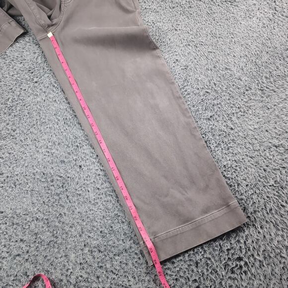 Spanx Pants Women Medium Beige Stretch Twill Wide Leg Pull On Khaki Cropped - Picture 8 of 10